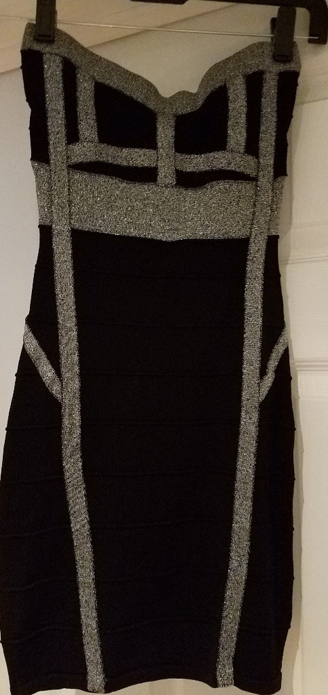 Black and silver Material Girl strapless dress